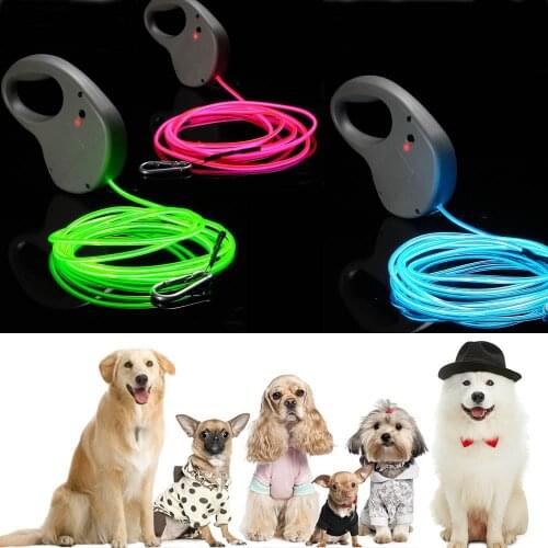 LED Pet Dog Leash Rope Luminous Dog Strap Rope TractionFor Dogs/Cats Running Walking Traction Rope Luminous Pet Accessories