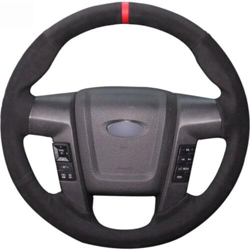 Top Leather Steering Wheel Hand-stitch on Wrap Cover For Ford F150 2009-2016