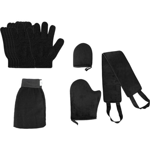 Sunless Tanning Mitt Self Applicator Tan Mitt w/ Bath Shower Gloves Set Black