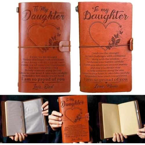 Vintage Engraved Faux Leather Journal Notebook Diary My Dad Mom Travel Notepad 24BB