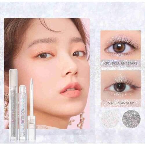 FOCALLURE Liquid Eyeshadow Glitter Starlight Diamond Eye Shadow Waterproof Summer Mermaid Sombra Brightening Long Lasting Makeup