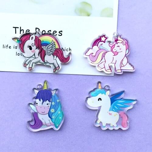 10pcs Fashion resin Acrylic unicorn Charms for DIY decoration neckalce Bag key chain Jewelry Making accessories