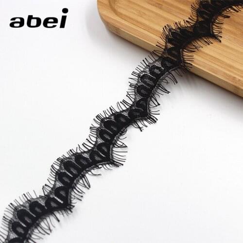 3yards/lot 5cm quality French Eyelash Lace Embroidered Black Fabric Trims Sewing Garments Accessories