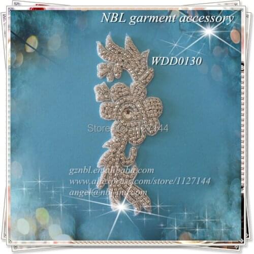 30 PIECES) crystal bridal beaded rhinestone applique for wedding evening dress DIY iron on WDD0130
