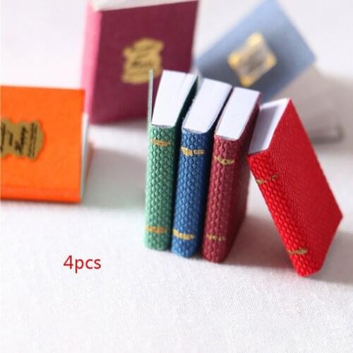 4pcs/set 1/12 Dollhouse Miniature Mini Books Model Furniture Accessories
