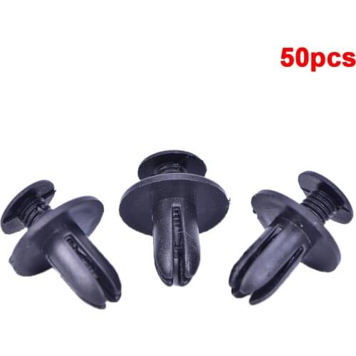 50Pcs 8mm Auto Car Bumper Fender Retainer Push Black Plastic Fixed Clips Fasteners