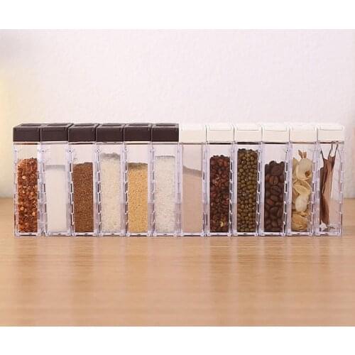 6pcs/set Spice Seasoning Box PP Salt Pepper Jars Box For Kitchen Spice Storage Organizer Box Home Organization