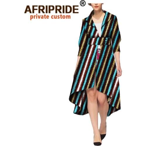 African Coats for Women Dashiki Outwear with Belt Print Casual Wear Wax Cotton Long Sleeve Open Front Ankara Clothes A722419