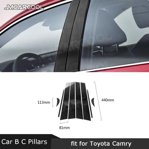 Car Door Window B C Pillar Trim Cover Stickers Exterior Decoration For Toyota Camry 2018 2019 Carbon Fiber Accessories