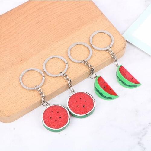 2021 Hot Korean Cute Fruit Key Rings Watermelon Keychain For Women Pineapple Orange Bag Pendant Keychain Accessories
