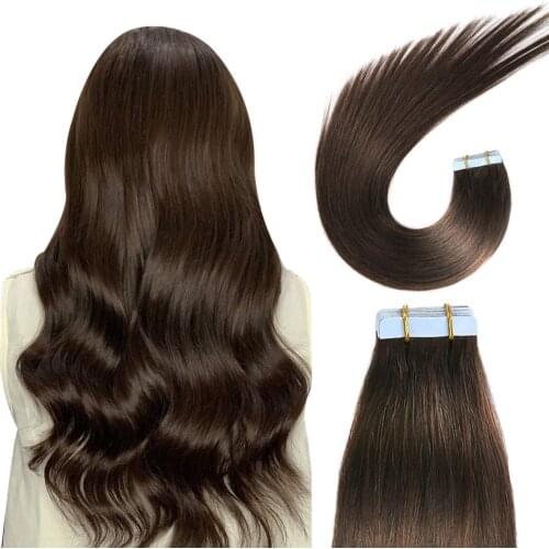 Chocola 30g-70g 14" 16" 18" 20" 22" 24" Non-Remy Tape Hair 100% Human Hair Extensions 20pcs/pack Tape In Hair Skin Weft