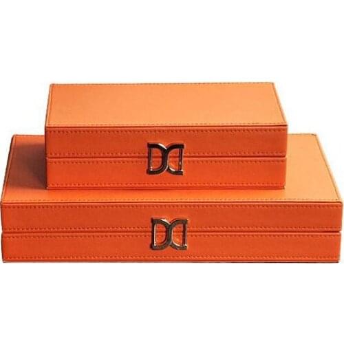 Wood Storage Box Simple Brief Art Design Jewelry Storage Sundries Organizer Organge / White Color