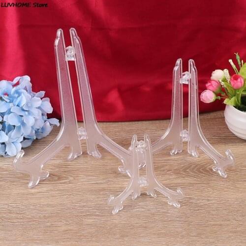 2Pcs Clear Plastic Easels Plate Holders Display Dish Rack Picture Frame Photo Book Pedestal Holder Display Stand Stander