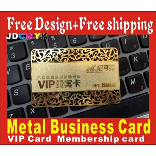 Custom cheap metal business cards , 100pcs/ die-cut Deluxe Metal Business Cards/ Vip Cards,die-cut,Double-side,Embossed card
