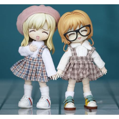 Ob11 baby clothes cute plaid puff skirt dress or short-sleeved T-shirt suitable for obitsu11, GSC, ddf, PICCODO, Molly, 1/12bjd
