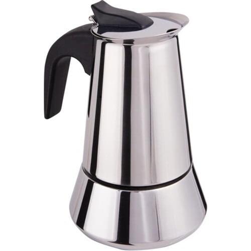 Espresso Machine Free Shipping Stainless Steel 4 Cups Ergonomic Handle