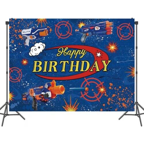 Toy Gun Shooting Blue Boy Like Backdrops Photo Background House Decorations for Kids Birthday Party Family Photography Props