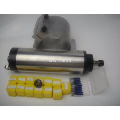CNC milling spindle ER11 800w water cooling spindle + 13 pieces ER11 collets+10 pcs cnc engraving bits+spindle support+ER11nut