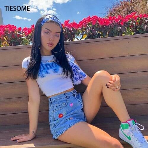 TIESOME Sexy Angel Letter Print O-Neck Short Sleeve tshirt 2020 Summer Women Casual Slim Fashion T Shirt Female Streetwear Tees
