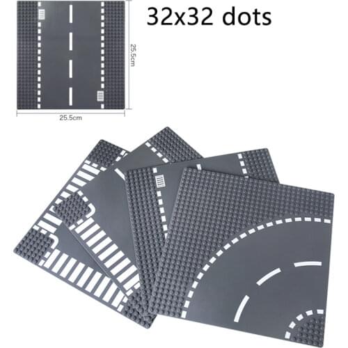 Classic Building Blocks Street Baseplates City Vista Road Base Plates 25.5*25.5cm for Construction Plastic Bricks Plastic Toys