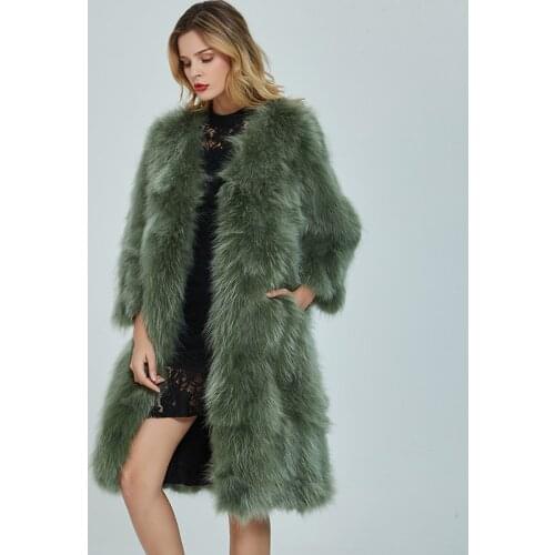 Korean 2020 Real Clothes Fox Fur Long Jacket Winter Coat Women Warm Thick Slim Overcoat Manteau Femme YY2333