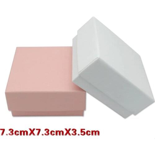 50pcs White Pink Box For Jewelry Necklace Pendant Paper Boxes For Ring Earring Display Jewelry Organizer Box Rings Storage Box