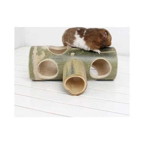 Small Pet Nest Bamboo Tube Tunnel Hedgehog Summer Bamboo and Wood Products T-Shaped Pipe Cooling Hamster Toy