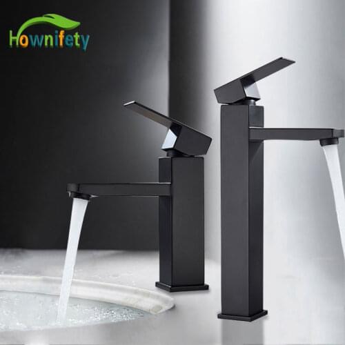 Matte Black Basin Sink Faucet Hot Cold Mixer Crane Tap Short or Tall Stainless Stell Bath Wash Faucet