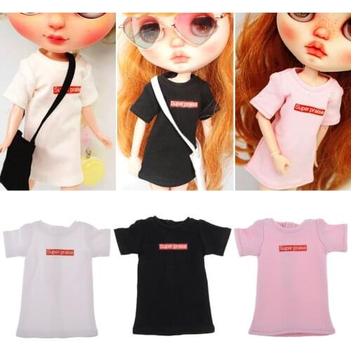 Fashion Letter Pattern Long Short Sleeve for 1/6 Blythe Doll Clothing Accs