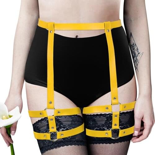Pu Leather Gothic Costume Harness Fashion Womens Underwear Sexy Lingerie Garters Stocking Belt Pole Dance Rave Exotic Apparel