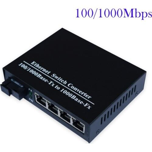 Premium Fiber optic to 4ports 100/1000Mbps gigbit ethernet Optical Fiber Switch singlemode simplex SC