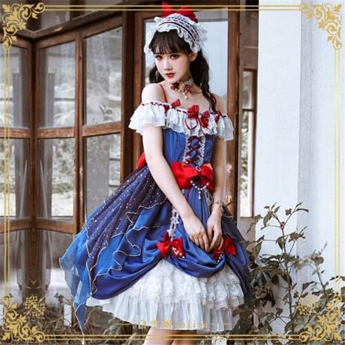 Lolita JSK Dress Snow White Lace Up Ruffles and Bows Lolita Dress