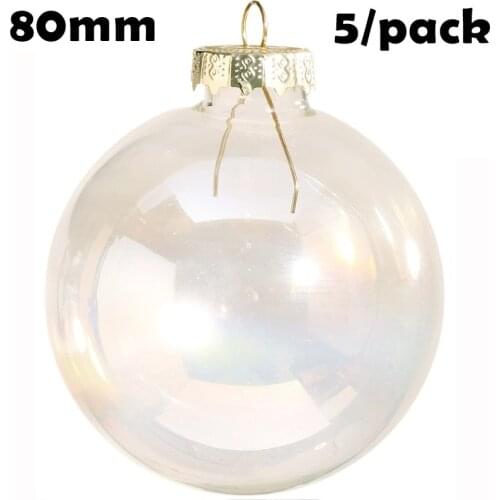 Promotion - 5/Pack, DIY Paintable Christmas Decoration Ornament 80mm Glass Rainbow Ball