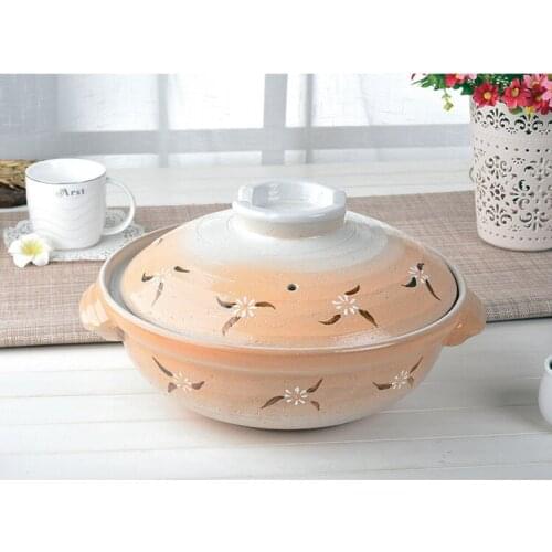 Sakura Japanese ceramic casserole soup rice pot soil household large caliber high temperature of fire hot pot Chinese cookware