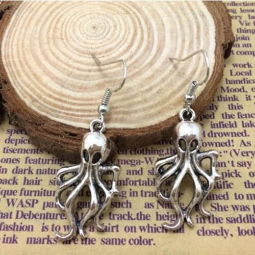 Octopus Earrings, Squid Kraken Earrings, silver plated earrings, charm earrings, Gifts for her