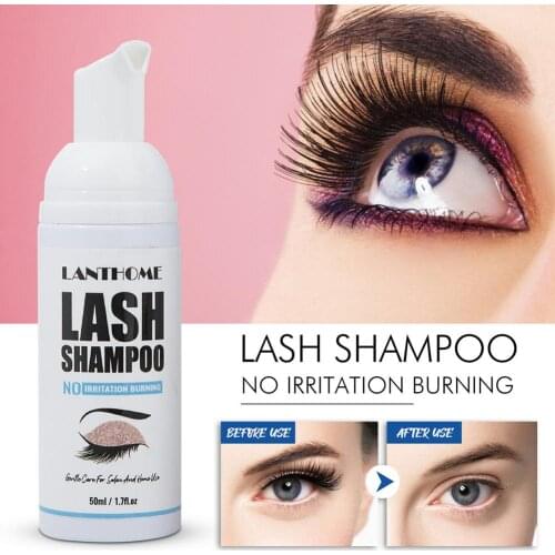 50ml Eyelash Shampoo Eyelash Extension Cleaning Foam Cleaner Individual Eyelash Cleanser Eyelashes Makeup Remover