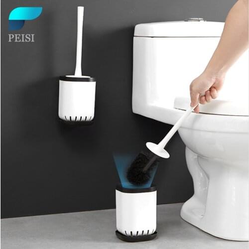 ELOSSA Punch-Free Bathroom Toilet Brush Wall-Mounted Bathroom Quick Draining Clean Tool Household Bathroom Accessories Set