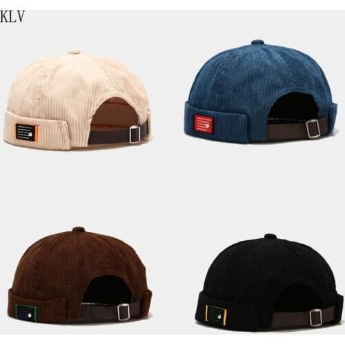 Unisex Letters Label Velvet Beanie Docker Cap Harajuku Hip Hop Retro Rolled Cuff Brimless Landlord Sailor Skull Hat