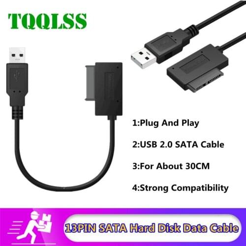 USB Adapter PC 6P 7P CD DVD Rom SATA to USB 2.0 Converter Slimline Sata 13 Pin Adapter Drive Cable For PC Laptop Notebook