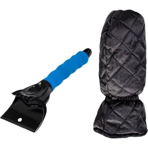 Ice Scraper Mitt, Windshield Snow Scraper Mitt with Waterproof Glove Lined of Thick Fleece for Car SUV Truck