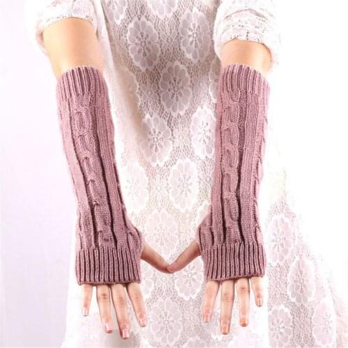 YSDNCHI Knitted Arm Sleeves Winter Women Arm Gloves Long Half Riding Winter Mittens Sleeve Girl Men Long Guantes 1 Pair
