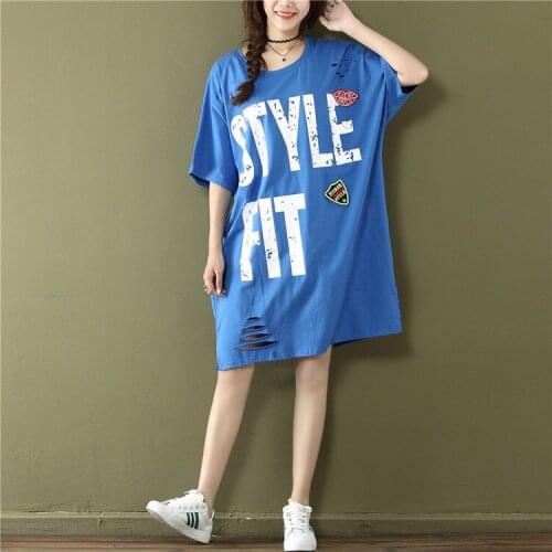 Women 2017 Summer Hole Letter Loose O-Neck Half Sleeve T-Shirts Ladies Casual Cptton Spandex Female Tees Shirts