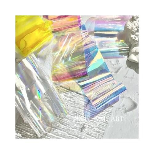1 bottle 4*50cm Aurora Nails Glass Foil Film Sticker Cellophane Paper Korean Nail Trend Design Ice Cube Manicure Decoration