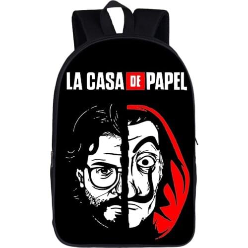 16 inch Money Heist Backpack Women Men Rucksack La Casa De Papel Teenage Boys Girls Daypack House of Paper School Backpack Bag