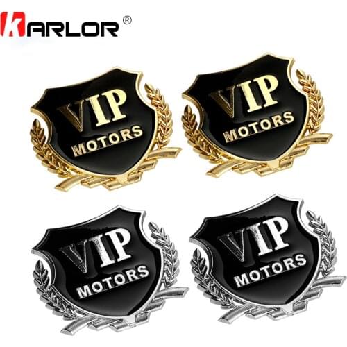2pcs/set VIP MOTORS 3D Metal Car Chrome Emblem Badge Decal Door Window Body Auto Decor DIY Sticker Car Styling Accessories