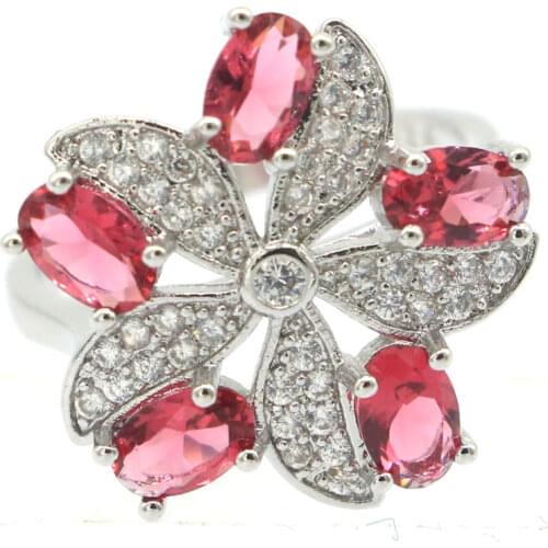 11x9mm SheCrown Luxury Created Rich Blue Aquamarine CZ Gift For Sister Wedding Silver Rings