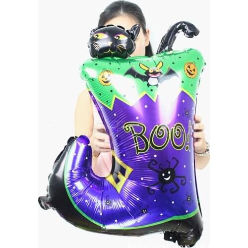 26inch Halloween Party Decoration Puss in Boots Shape Helium Foil Balloon 1pc Big Size Black Cat in Boots Balloon Toys JL0086