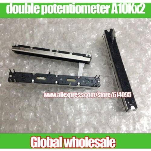 3pcs Soundcraft mixer fader EPM12 EPM10.2 double potentiometer A10Kx2 / 75mm stereo fader A103 A10K / handle length 15MM