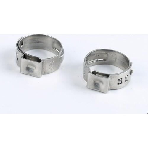 5.3-6.5mm Pinch Clamps Stepless Single Ear Tight-Seal Vibration-Resistant for Firm Hose and Tube 304 Stainless Steel Pack 100