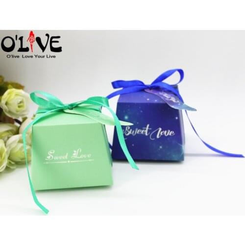 50 Pcs Creative Starry Sky Trapezoid Wedding Candy Box Gift Packaging Party Favors Bonbonniere Present Box Chocolate Dragees